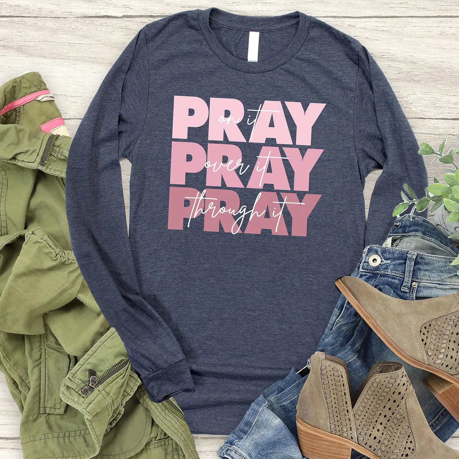 Love in Faith | Pray On It | Christian T-Shirts for Women | Faith-Based Apparel | Christian Gifts