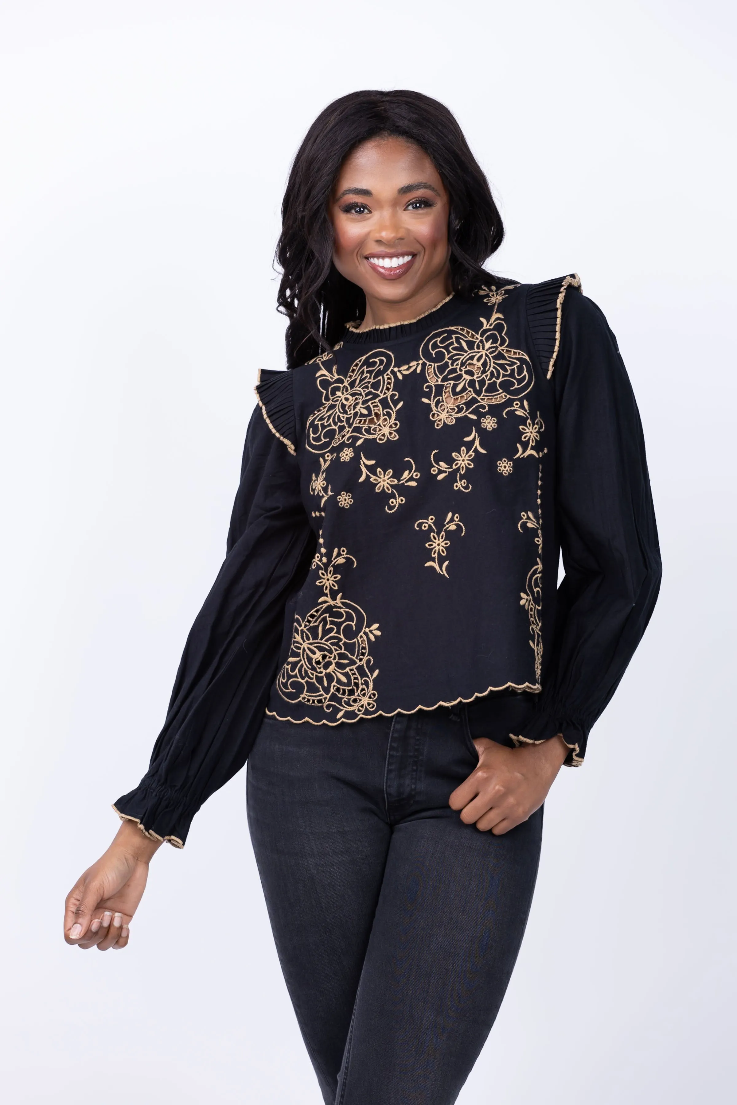 Love The Label Bernice Top in Oleander Black