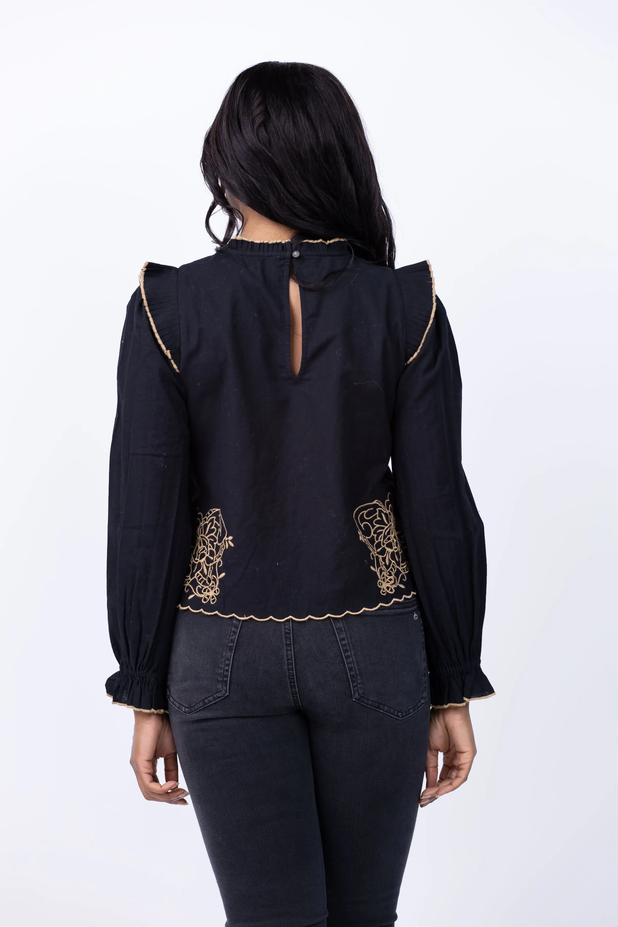Love The Label Bernice Top in Oleander Black