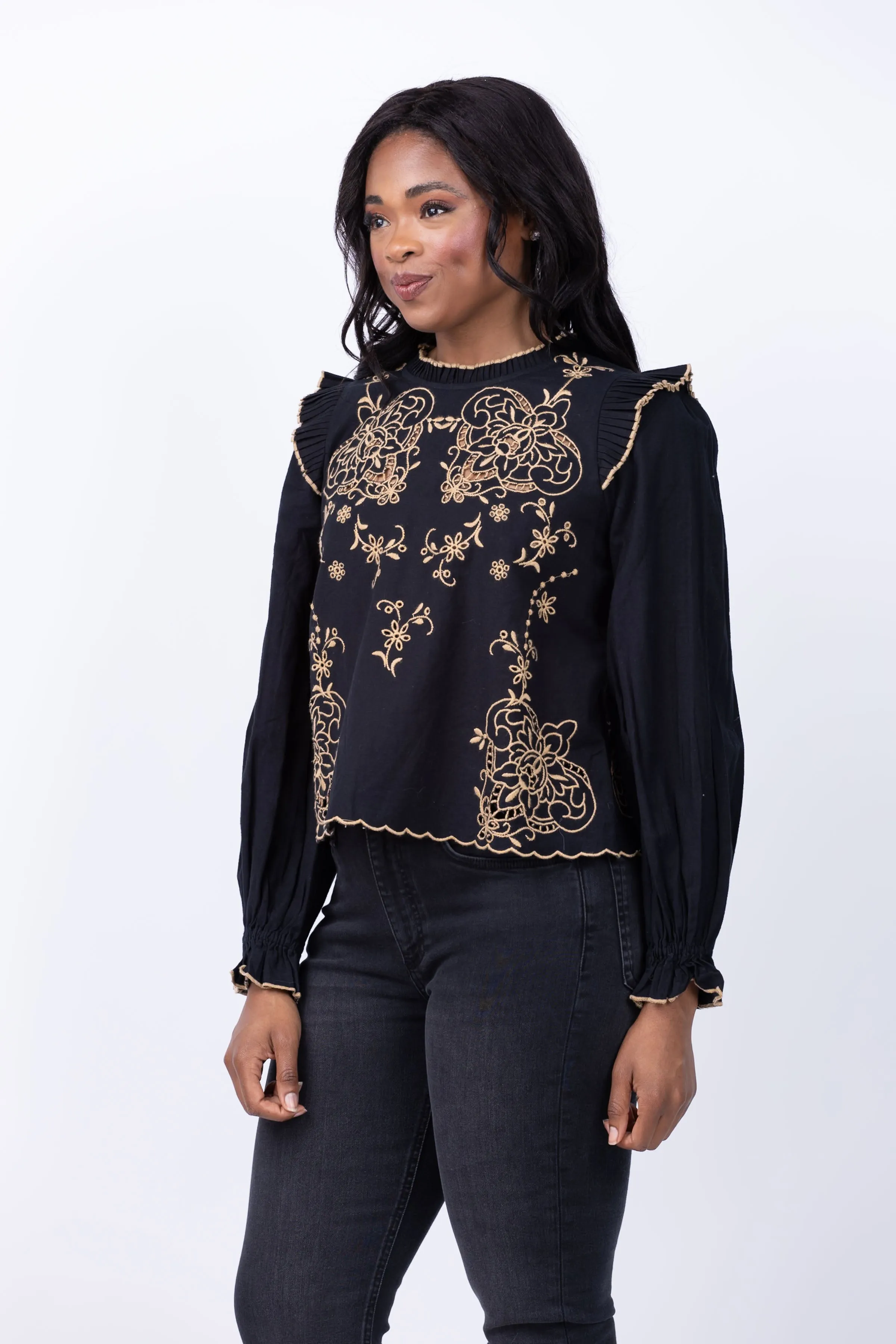 Love The Label Bernice Top in Oleander Black