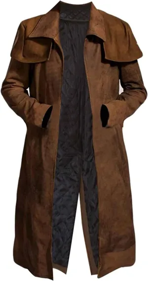 LP-FACON Mens Western Wear Ranger Costume Armor Duster Leather Trench Coat