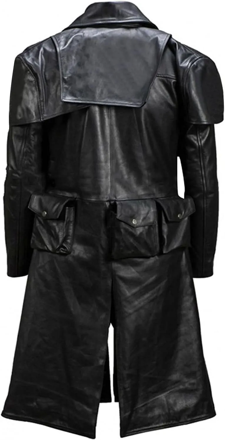 LP-FACON Mens Western Wear Ranger Costume Armor Duster Leather Trench Coat