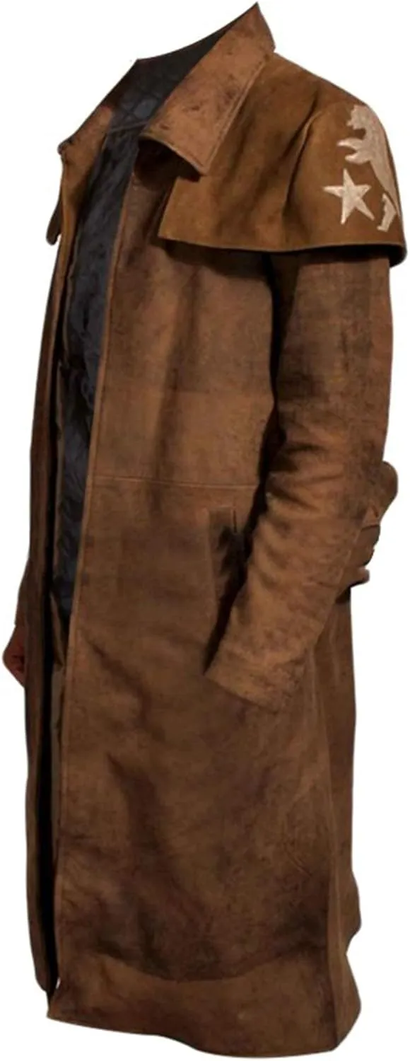 LP-FACON Mens Western Wear Ranger Costume Armor Duster Leather Trench Coat