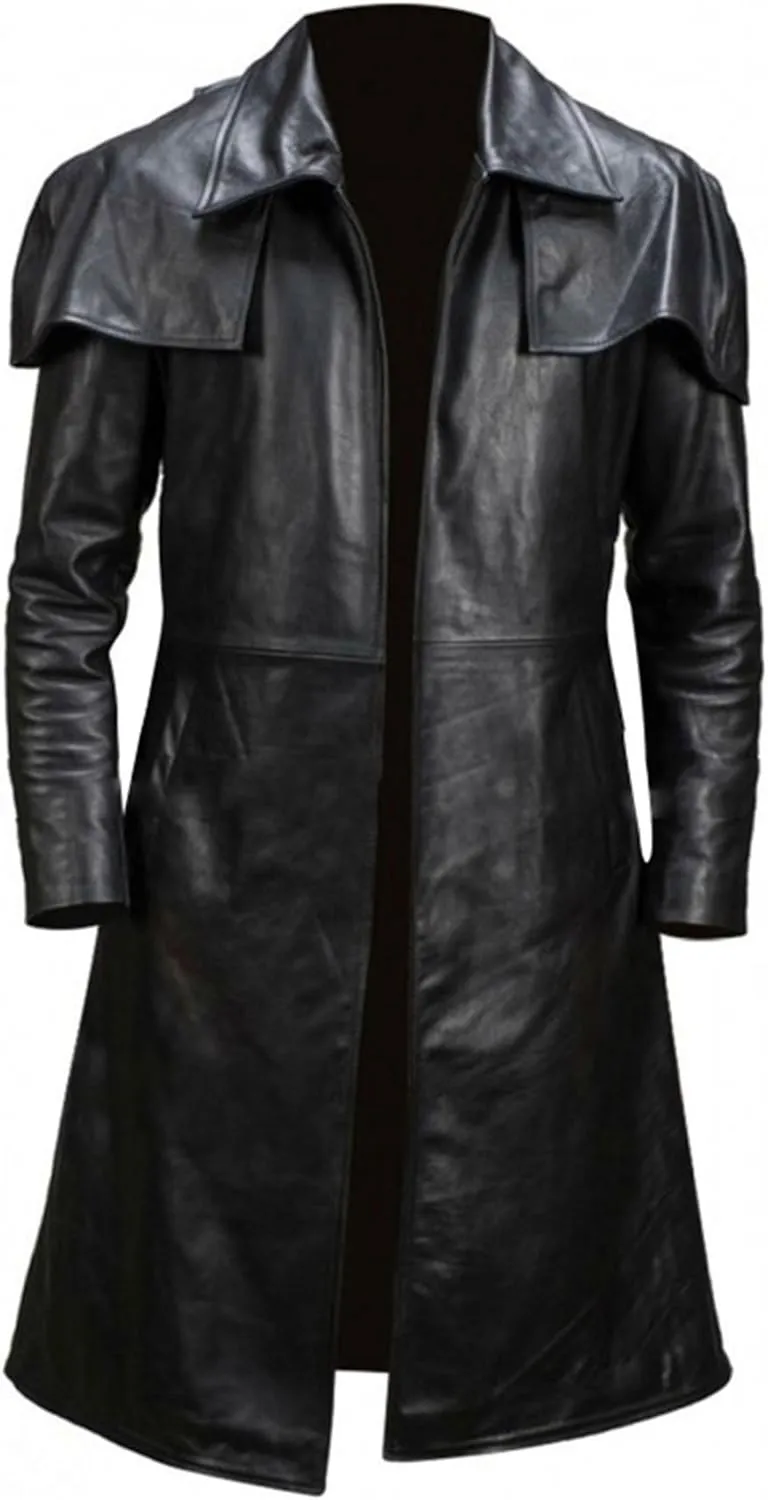 LP-FACON Mens Western Wear Ranger Costume Armor Duster Leather Trench Coat