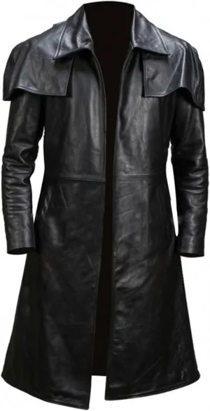 LP-FACON Mens Western Wear Ranger Costume Armor Duster Leather Trench Coat