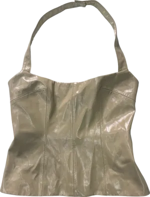 LPA Beige Faux Leather Corset Top UK S