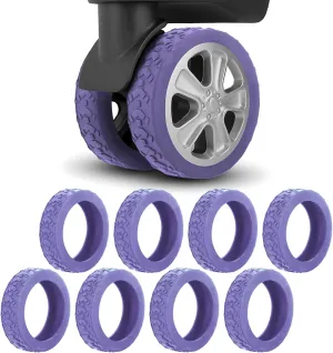 Luggage Wheel Covers, 8 PCS New Styles Suitcase Wheel Protector Covers, Silicone Suitcase Wheel Protector Covers,Silent Shock-Proof Carry on Luggage Wheels Cover (Purple)
