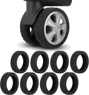 Luggage Wheel Protector Covers - 8 PCS New Styles Silicone Suitcase Wheel Protectors, Silent Shock-Proof Carry on Luggage Wheels (Black)