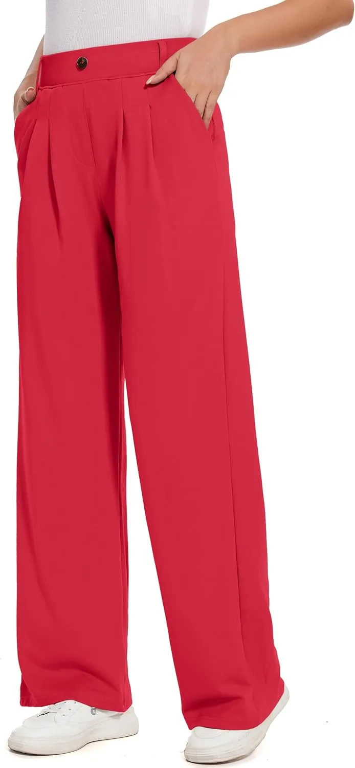M MOTEEPI Women's Wide Leg Dress Pants Work Pants Pull on Business Casual Office Trousers Slacks 29"/31"