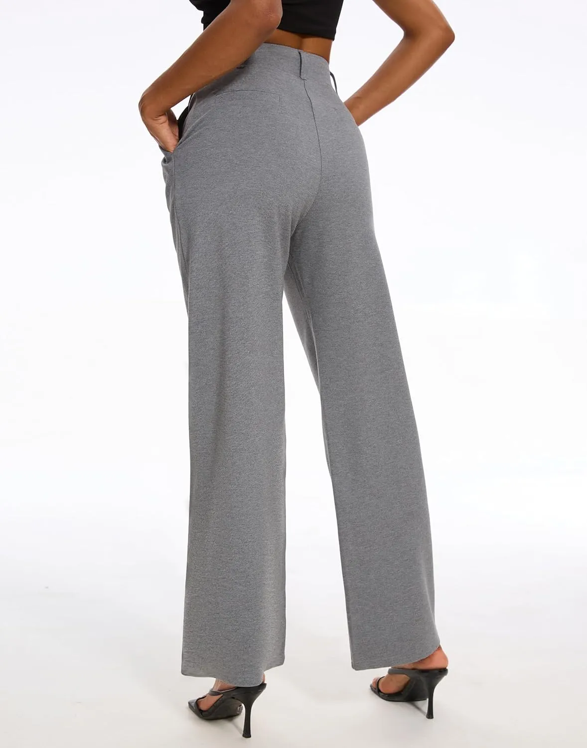 M MOTEEPI Women's Wide Leg Dress Pants Work Pants Pull on Business Casual Office Trousers Slacks 29"/31"