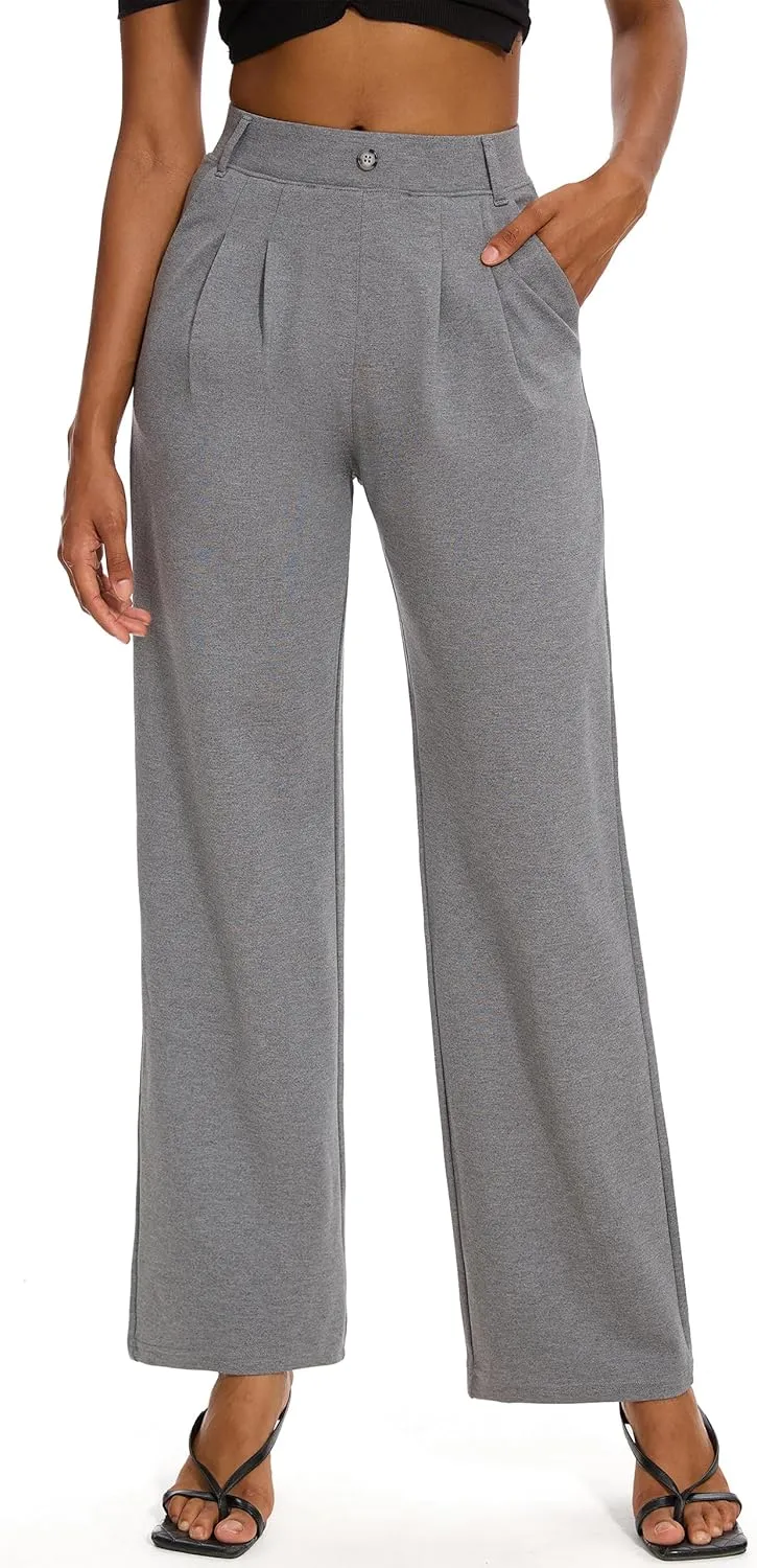 M MOTEEPI Women's Wide Leg Dress Pants Work Pants Pull on Business Casual Office Trousers Slacks 29"/31"