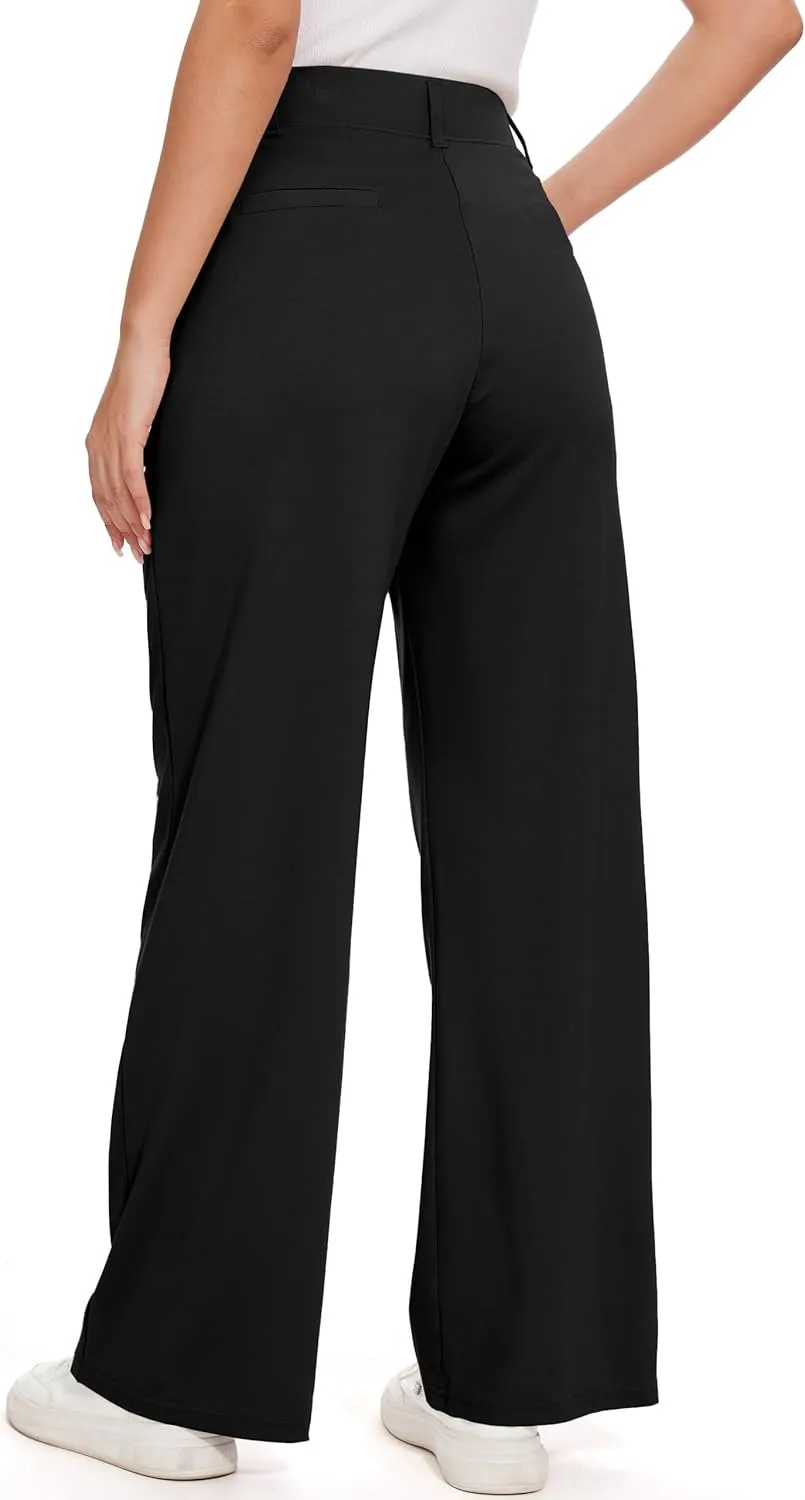 M MOTEEPI Women's Wide Leg Dress Pants Work Pants Pull on Business Casual Office Trousers Slacks 29"/31"