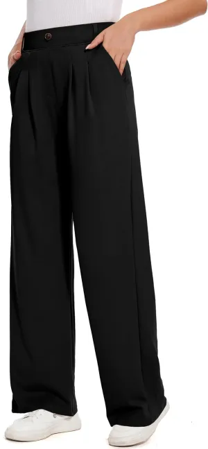 M MOTEEPI Women's Wide Leg Dress Pants Work Pants Pull on Business Casual Office Trousers Slacks 29"/31"