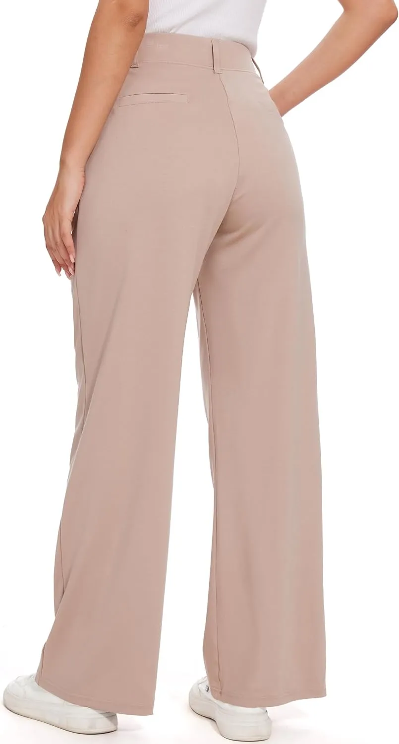 M MOTEEPI Women's Wide Leg Dress Pants Work Pants Pull on Business Casual Office Trousers Slacks 29"/31"