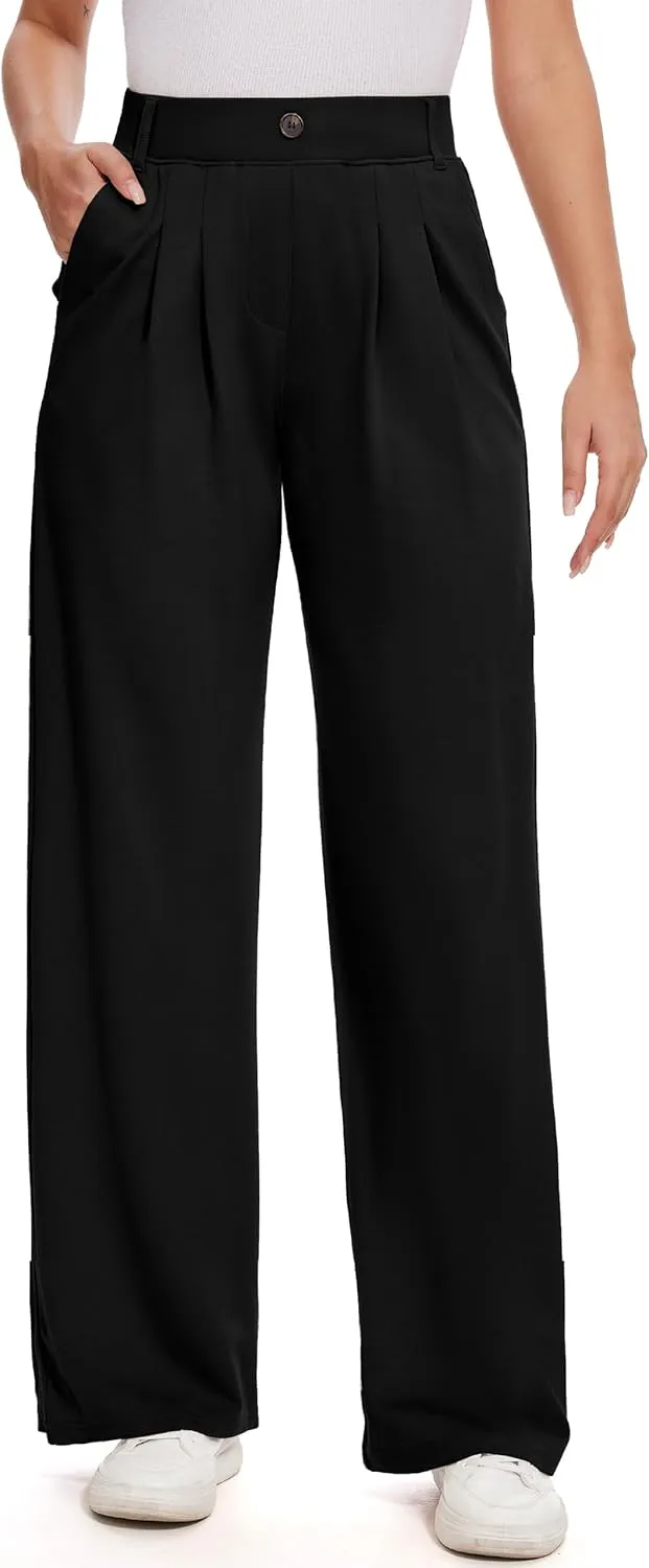 M MOTEEPI Women's Wide Leg Dress Pants Work Pants Pull on Business Casual Office Trousers Slacks 29"/31"