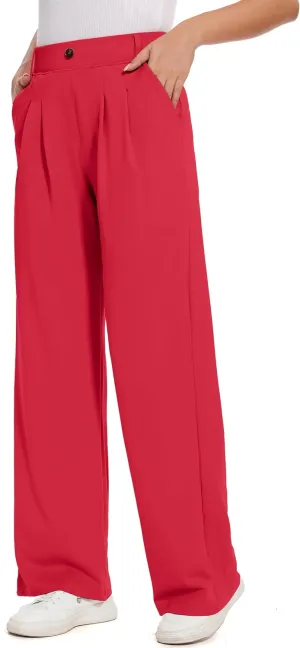M MOTEEPI Women's Wide Leg Dress Pants Work Pants Pull on Business Casual Office Trousers Slacks 29"/31"