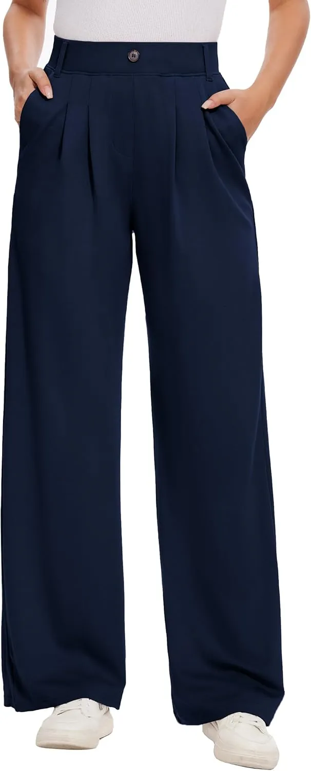 M MOTEEPI Women's Wide Leg Dress Pants Work Pants Pull on Business Casual Office Trousers Slacks 29"/31"
