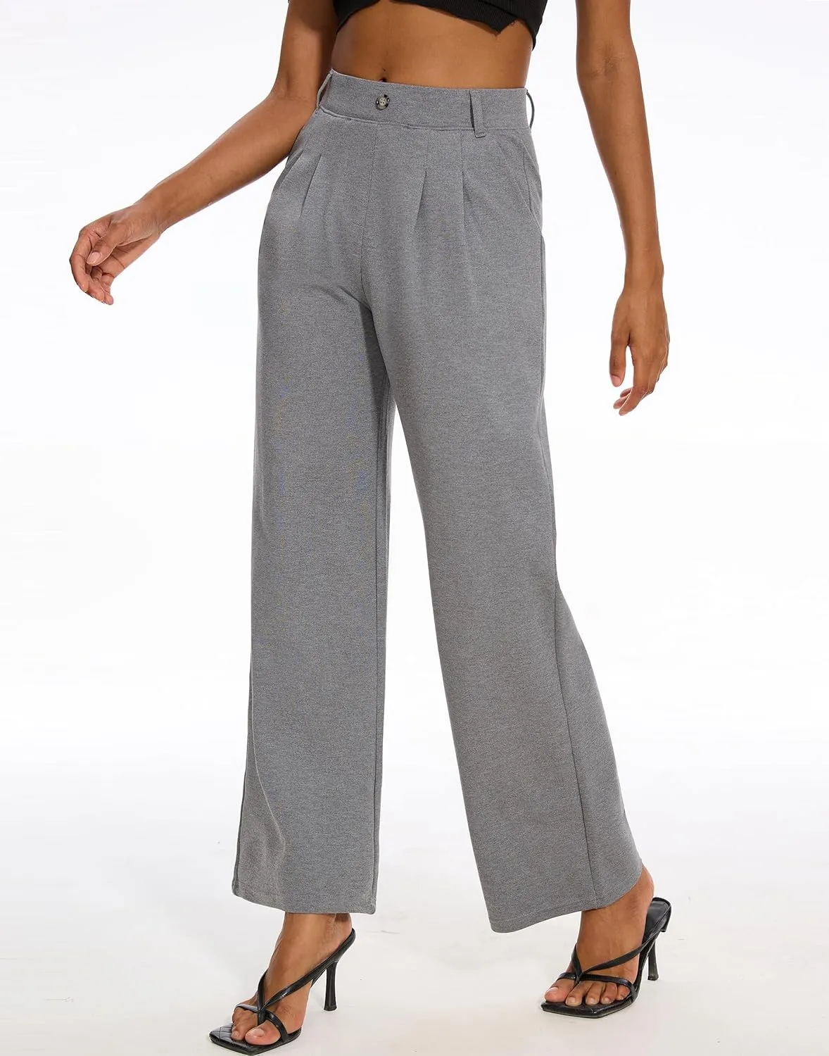 M MOTEEPI Women's Wide Leg Dress Pants Work Pants Pull on Business Casual Office Trousers Slacks 29"/31"