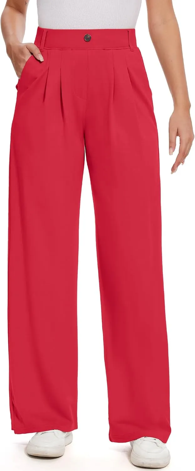 M MOTEEPI Women's Wide Leg Dress Pants Work Pants Pull on Business Casual Office Trousers Slacks 29"/31"