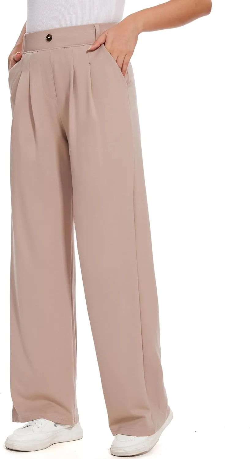 M MOTEEPI Women's Wide Leg Dress Pants Work Pants Pull on Business Casual Office Trousers Slacks 29"/31"