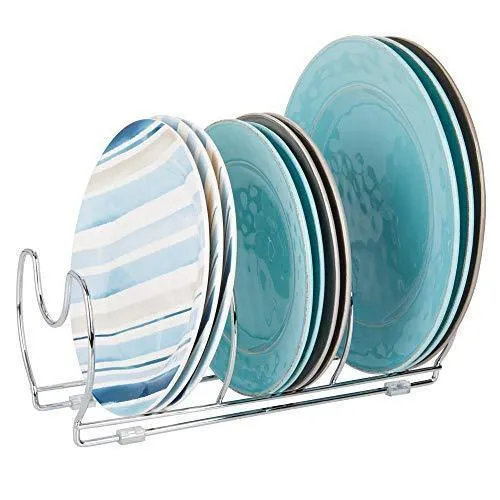Mallize Metal Wire Pot/Pan Organizer Rack for Kitchen Cabinet, Pantry Shelves, 6 Slots for Vertical or Horizontal Storage of Skillets, Frying or Sauce Pans, Lids, Baking Stones=