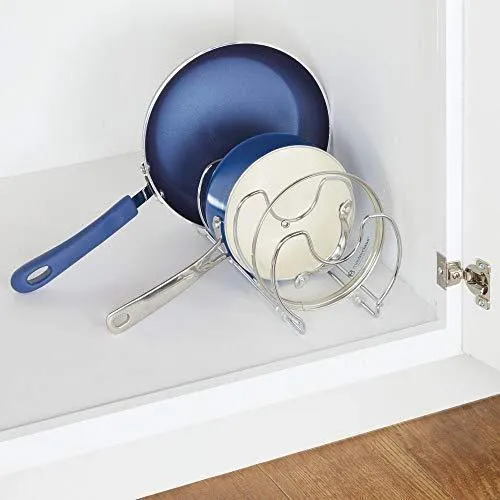 Mallize Metal Wire Pot/Pan Organizer Rack for Kitchen Cabinet, Pantry Shelves, 6 Slots for Vertical or Horizontal Storage of Skillets, Frying or Sauce Pans, Lids, Baking Stones=