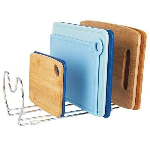 Mallize Metal Wire Pot/Pan Organizer Rack for Kitchen Cabinet, Pantry Shelves, 6 Slots for Vertical or Horizontal Storage of Skillets, Frying or Sauce Pans, Lids, Baking Stones=