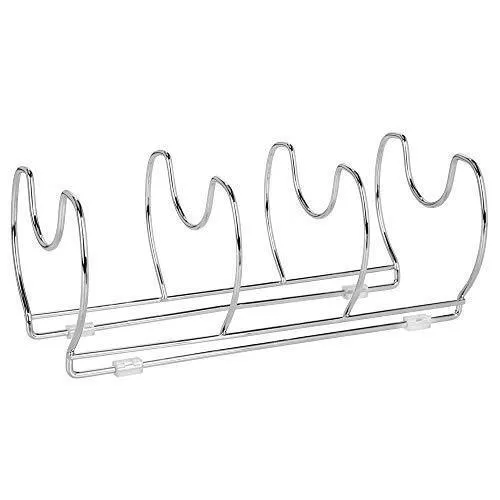 Mallize Metal Wire Pot/Pan Organizer Rack for Kitchen Cabinet, Pantry Shelves, 6 Slots for Vertical or Horizontal Storage of Skillets, Frying or Sauce Pans, Lids, Baking Stones=