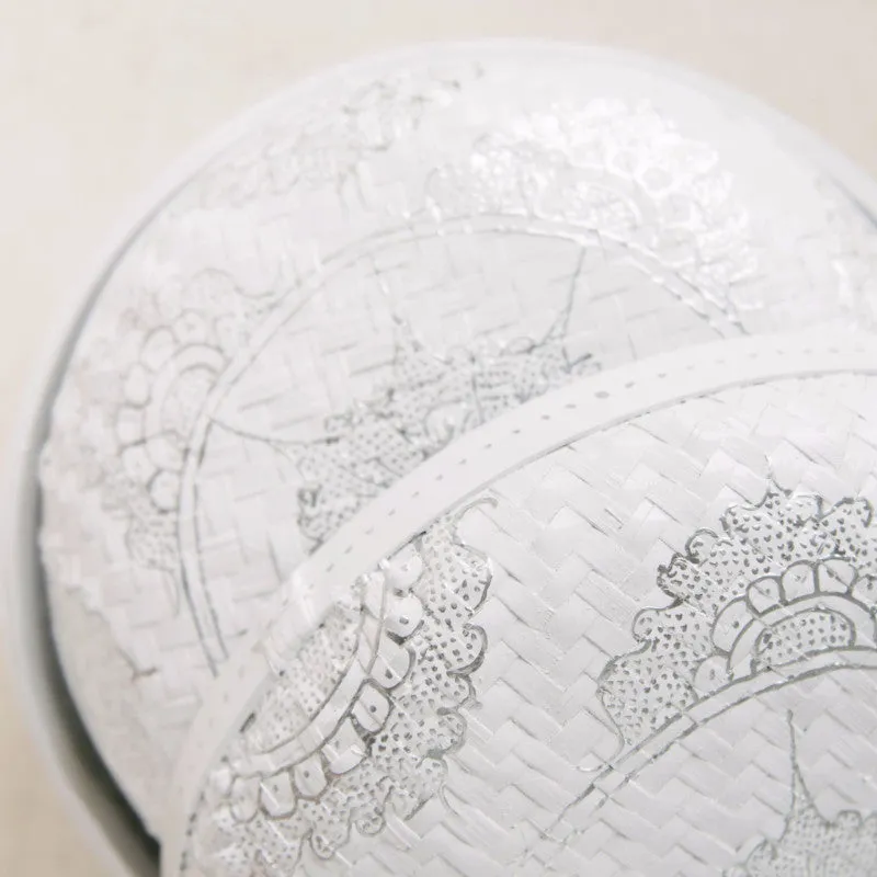 Mandala Round Storage Baskets Silver & White