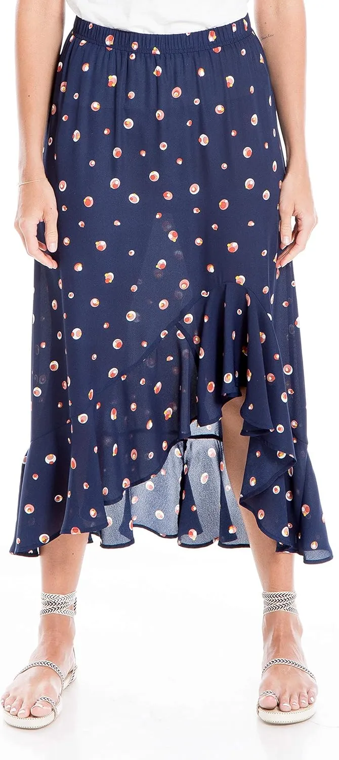 Max Studio Women's Floral Print Ruffle Hem Maxi Skirt