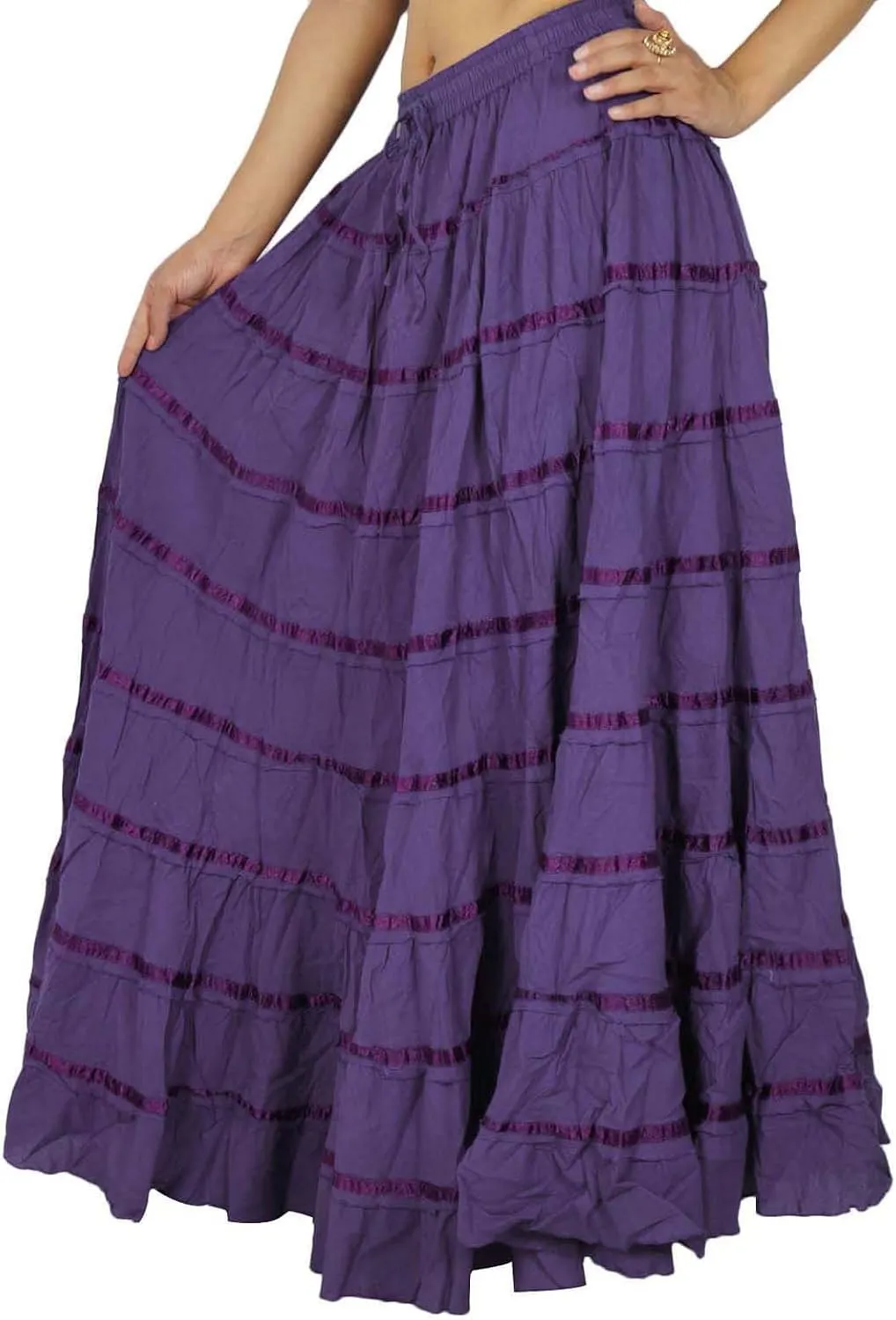 Maxi Beach Wear Cotton Skirt Long Boho Hippie Lace Women Clothing