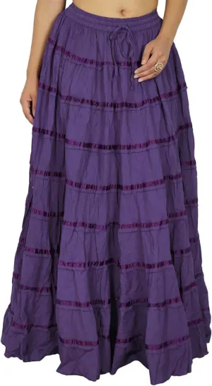 Maxi Beach Wear Cotton Skirt Long Boho Hippie Lace Women Clothing