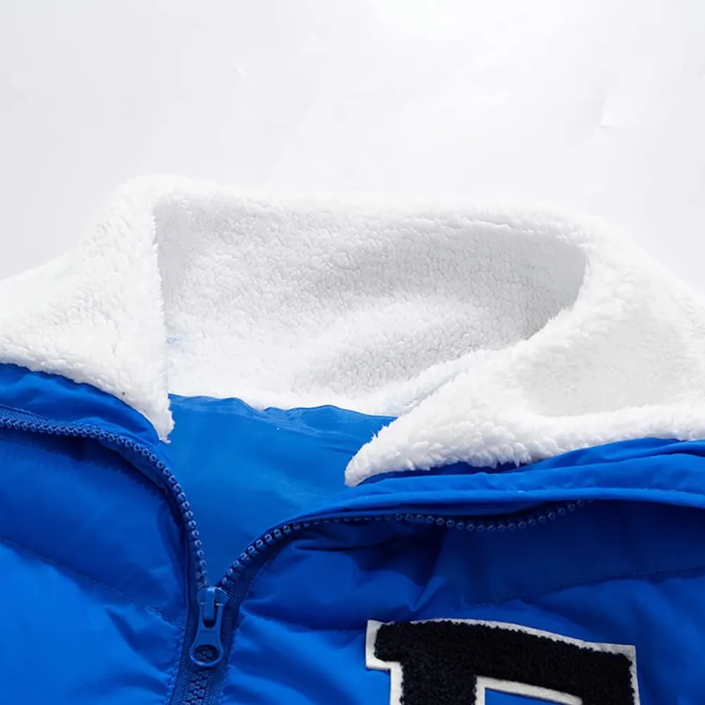 Mayntop Women Sherpa Polar Fleece Shawl Collar Cropped Letter Puffer Bomber Varsity Jacket Zipper Cotton Padded Streetwear