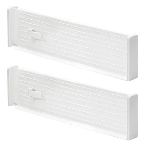 mDesign Adjustable Deep Drawer Organizer Dividers for Kitchen or Dresser - Pack of 2, White