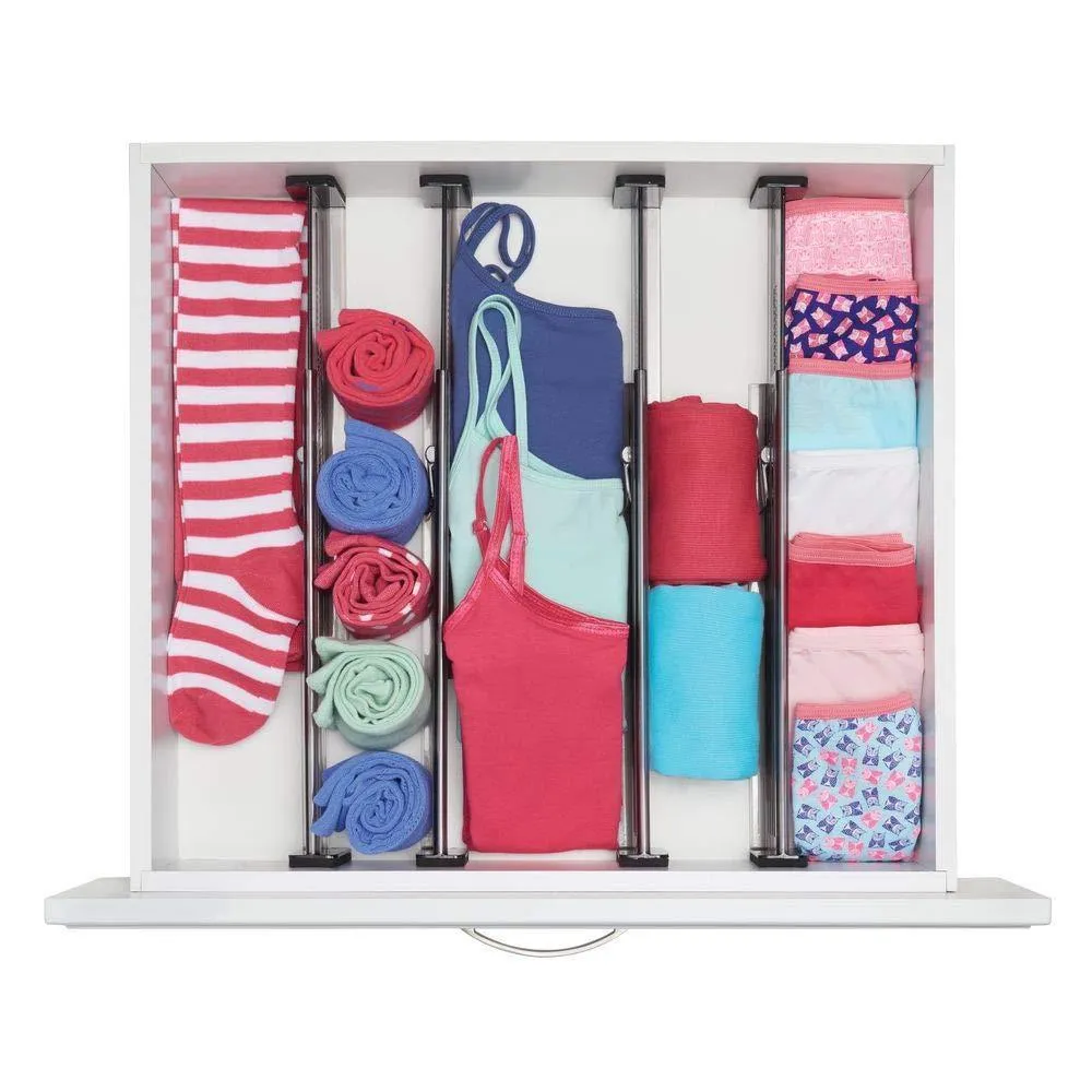 mDesign Adjustable, Expandable Drawer Organizer/Divider - Foam Ends, Strong Secure Hold, Locks in Place - for Bedroom, Bathroom, Closet, Office, Kitchen Storage - 2.5 Inches High, 8 Pack - Smoke/Black