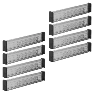 mDesign Adjustable, Expandable Drawer Organizer/Divider - Foam Ends, Strong Secure Hold, Locks in Place - for Bedroom, Bathroom, Closet, Office, Kitchen Storage - 2.5 Inches High, 8 Pack - Smoke/Black