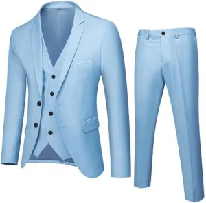 Mens 3 Piece Slim Fit Suit Suits Big and Tall, Blazer Jacket Vest Pants Set, Solid Wedding Party Dress Tux Suite