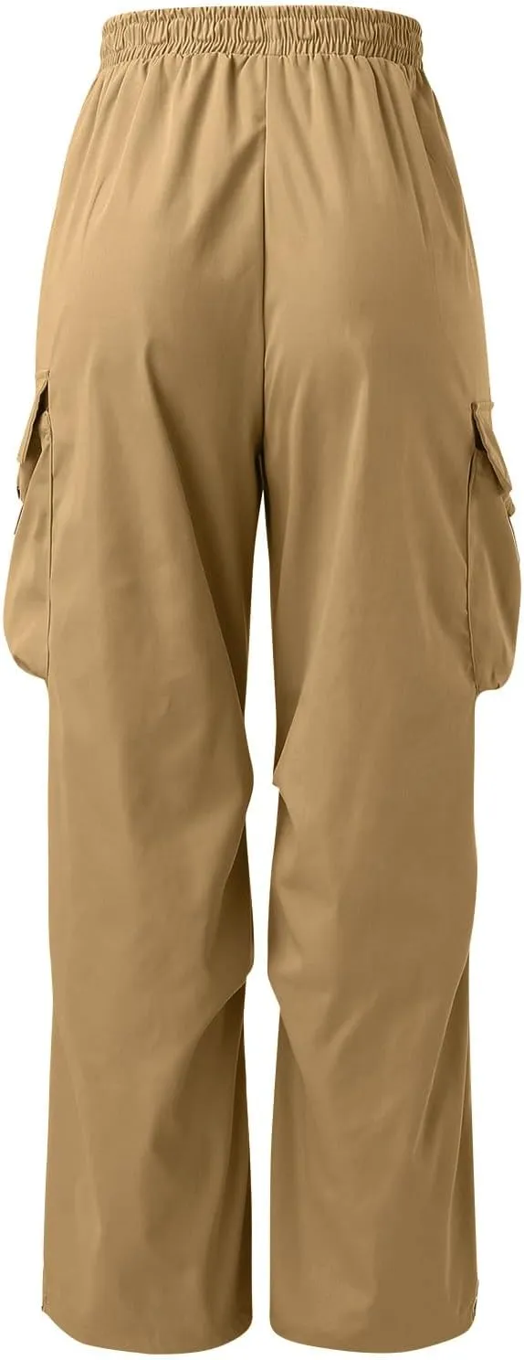 Mens Work Cargo Pant Cotton Stretchy Casual Joggers Drawstring Elastic Waist Outdoor Pants Multi Pockets