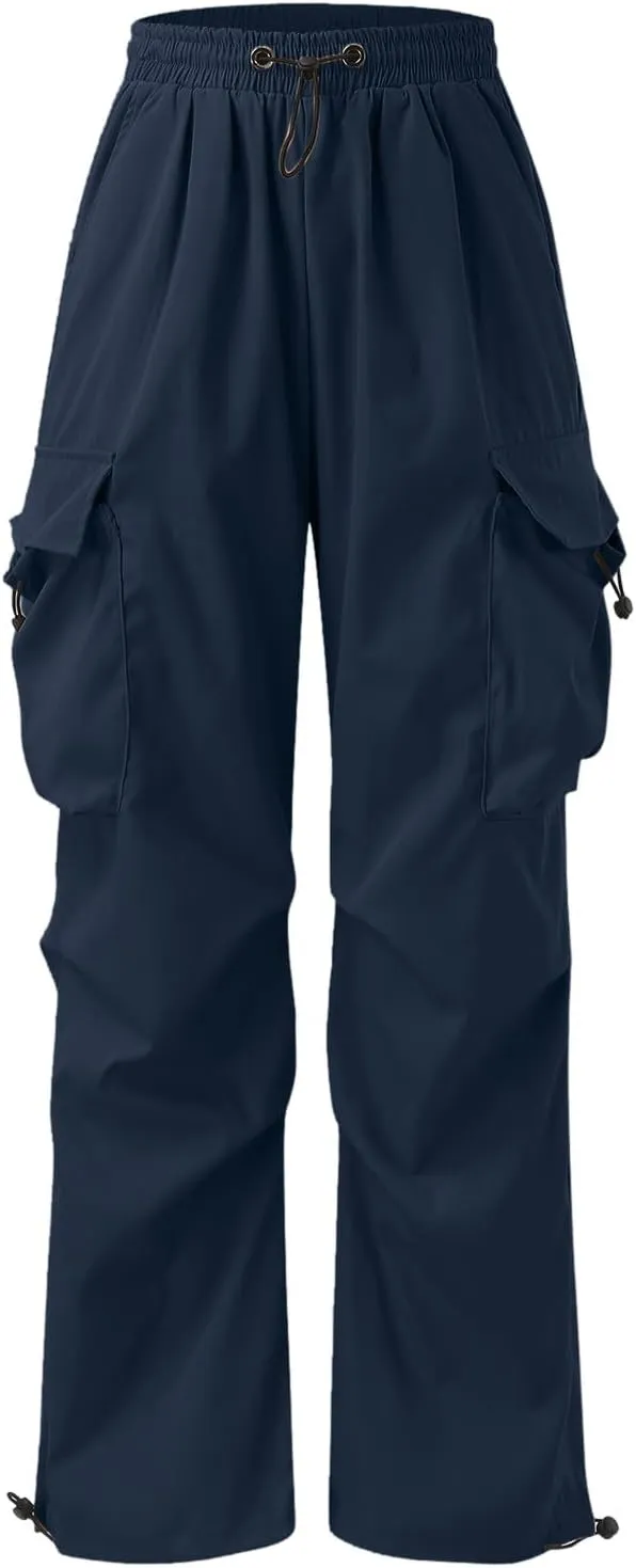 Mens Work Cargo Pant Cotton Stretchy Casual Joggers Drawstring Elastic Waist Outdoor Pants Multi Pockets
