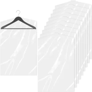 MIDELONG 10Pcs (24 x 36 In) Clear Plastic Clothes Covers, Dry Cleaners Bags Hanging Dust-proof Clothing Protector Covers Garment Bags for Home Storage Clothing Stores Dry Cleaning