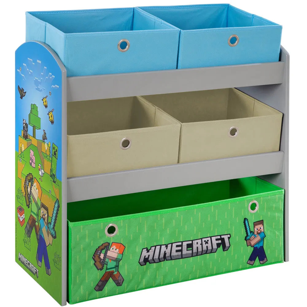 Minecraft Adventure Play Shelf with Themed Fabric Boxes