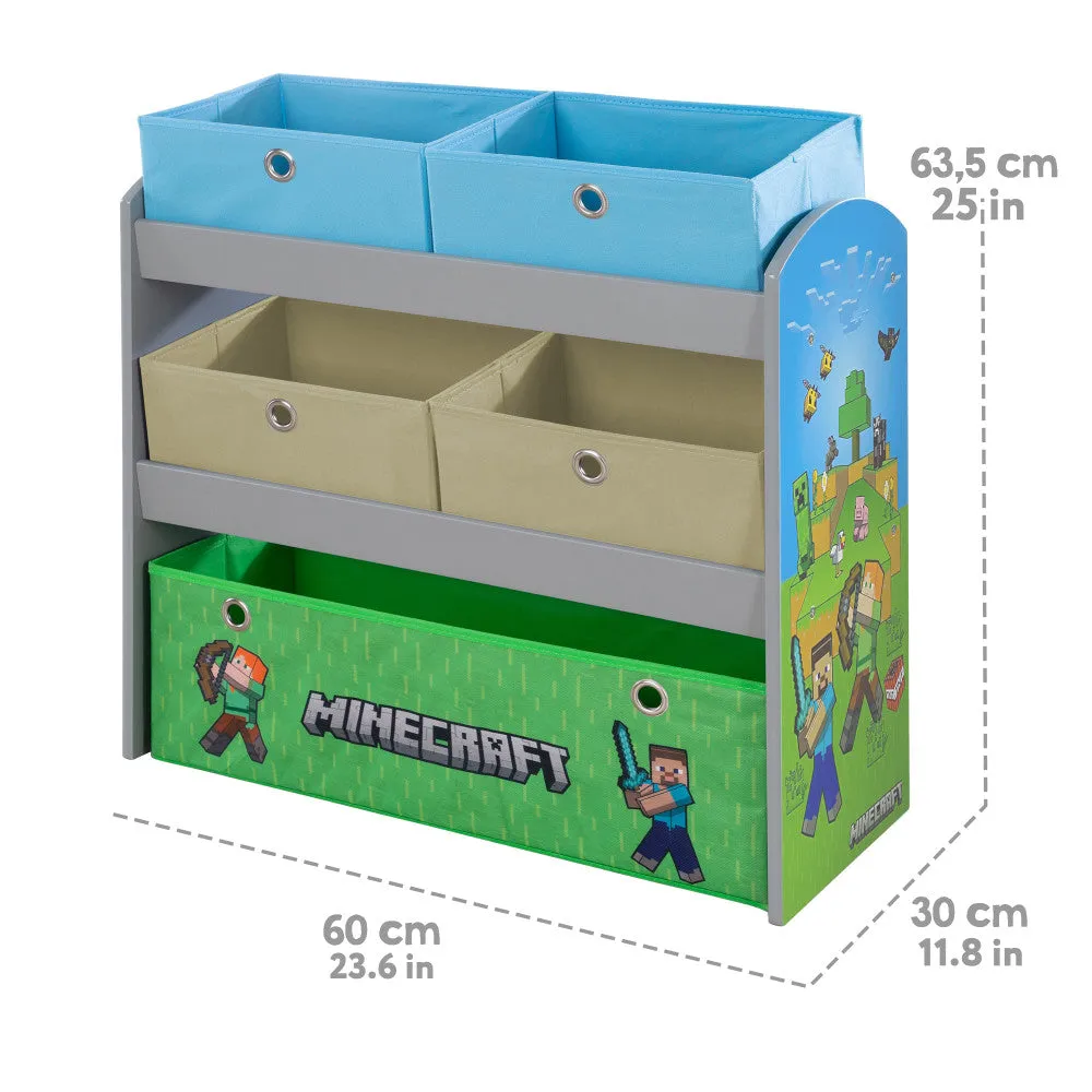 Minecraft Adventure Play Shelf with Themed Fabric Boxes