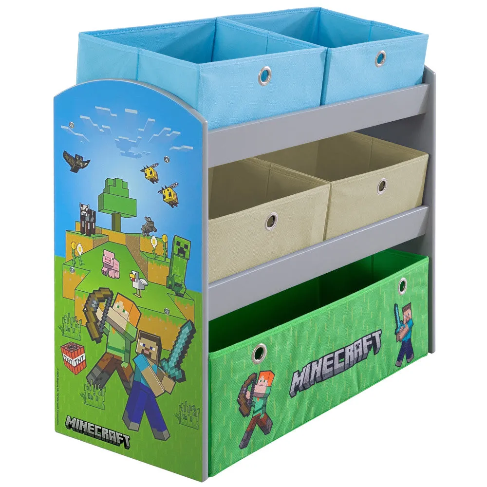 Minecraft Adventure Play Shelf with Themed Fabric Boxes