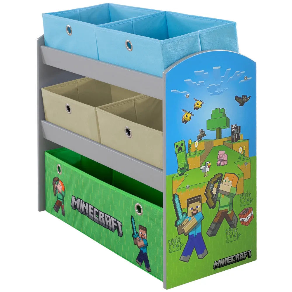Minecraft Adventure Play Shelf with Themed Fabric Boxes