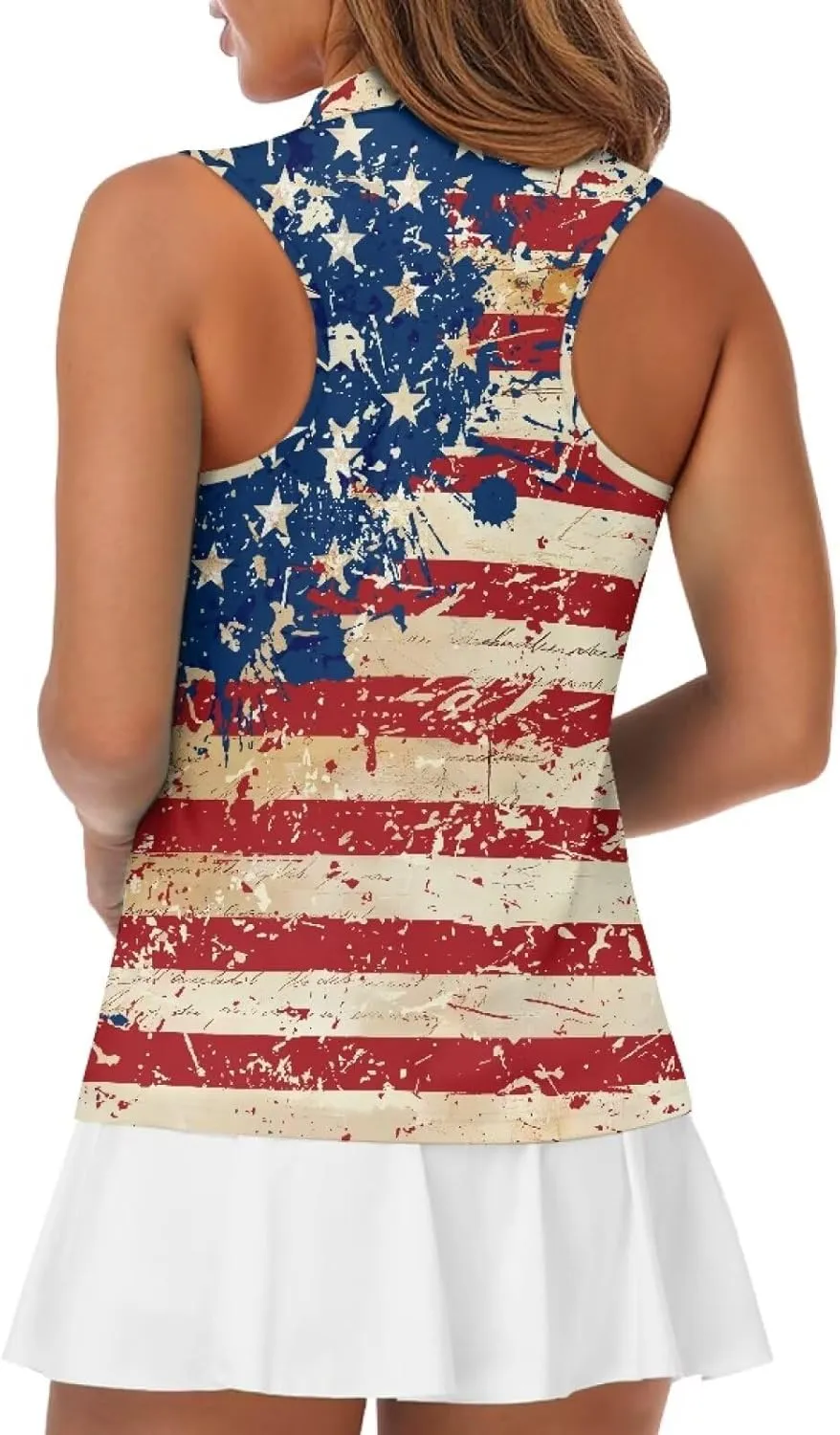 Mumeson Women's Sleeveless Golf Tennis Shirts for Women, Collared Lightweight Zip Up Dry Fit Workout Tank Tops Athletic Shirt