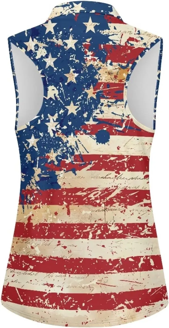 Mumeson Women's Sleeveless Golf Tennis Shirts for Women, Collared Lightweight Zip Up Dry Fit Workout Tank Tops Athletic Shirt