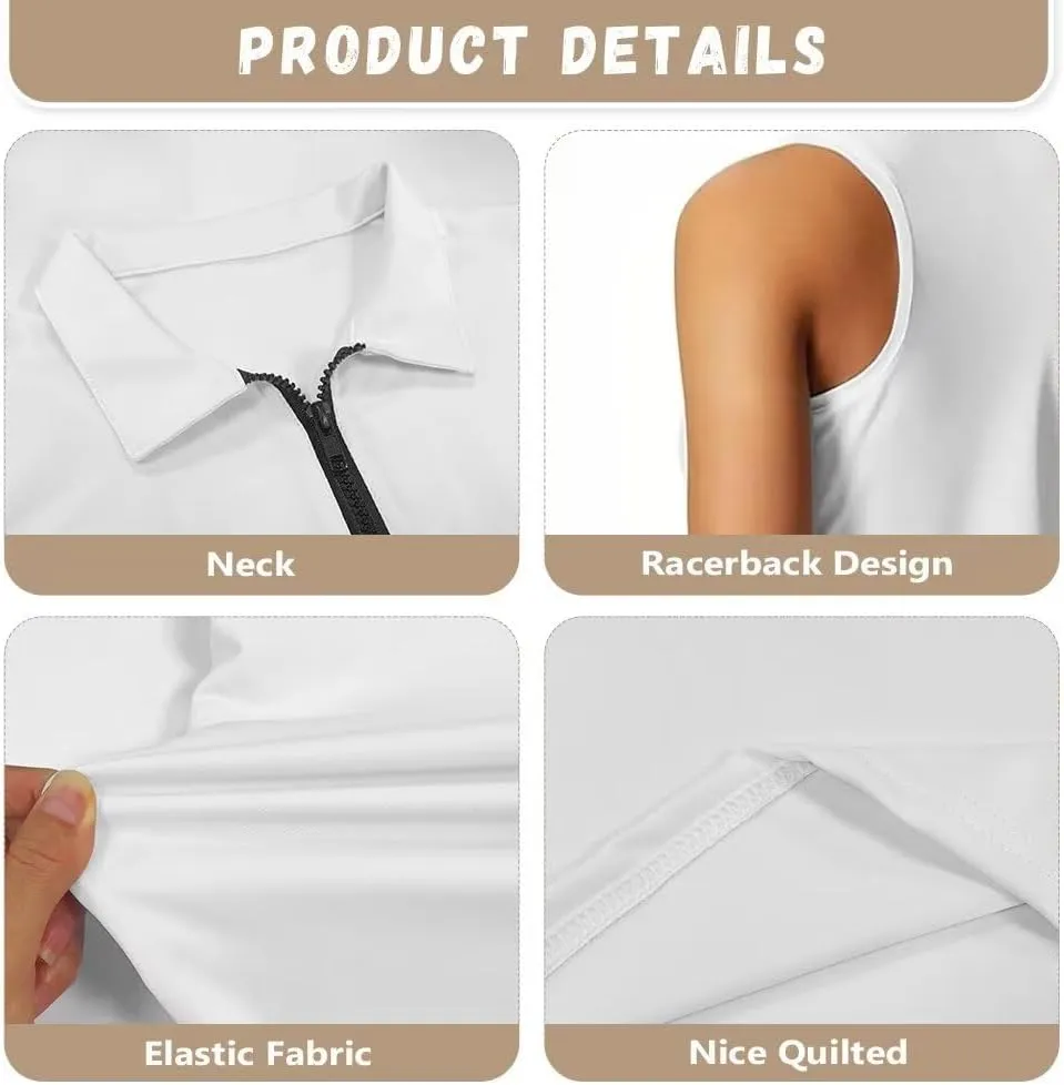 Mumeson Women's Sleeveless Golf Tennis Shirts for Women, Collared Lightweight Zip Up Dry Fit Workout Tank Tops Athletic Shirt