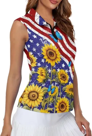 Mumeson Women's Sleeveless Golf Tennis Shirts for Women, Collared Lightweight Zip Up Dry Fit Workout Tank Tops Athletic Shirt