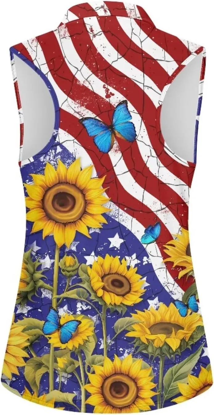 Mumeson Women's Sleeveless Golf Tennis Shirts for Women, Collared Lightweight Zip Up Dry Fit Workout Tank Tops Athletic Shirt