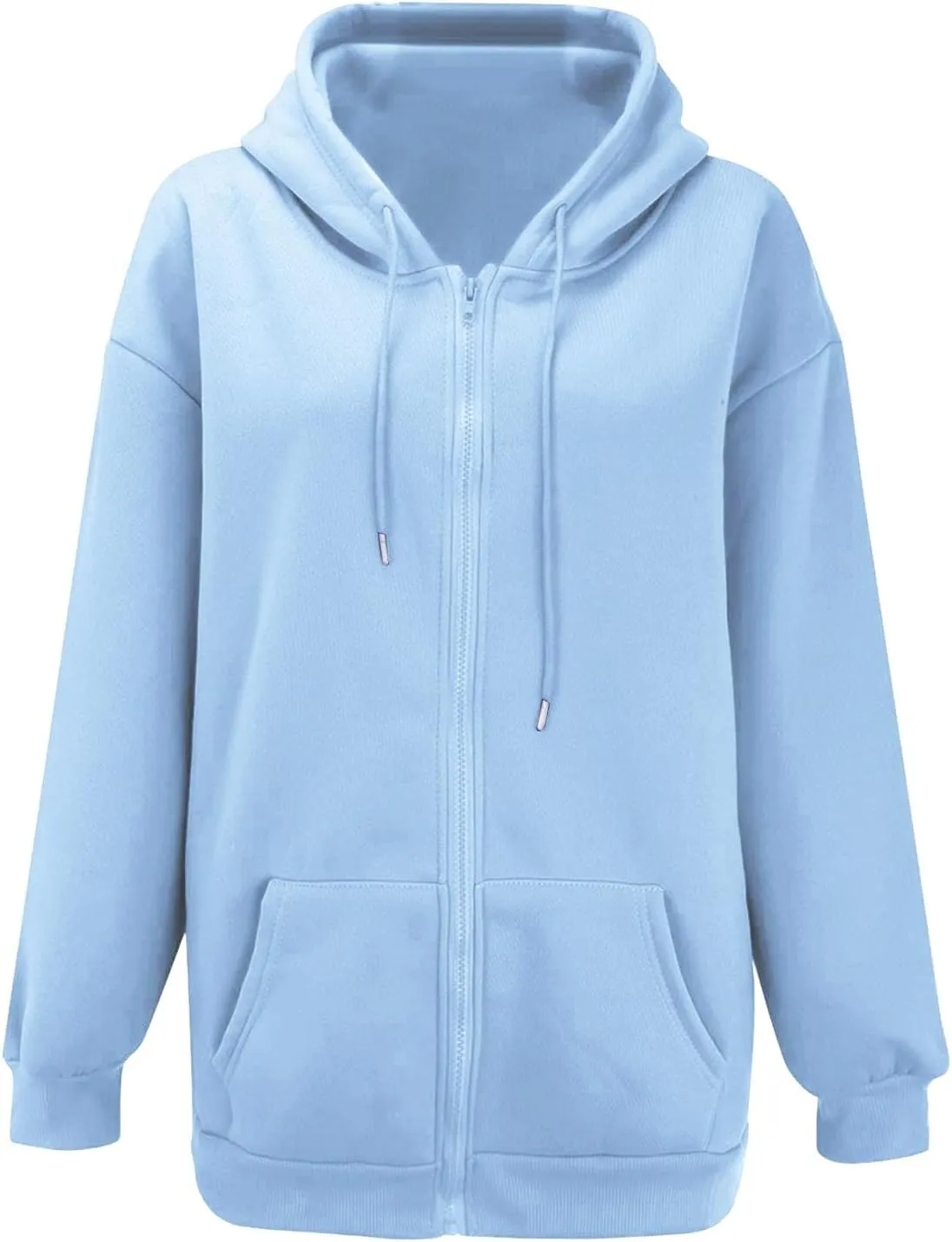 Muyise Women's Oversized Zip Up Hoodie Trendy Fall Outfits Casual Long Sleeve Drawstring Baggy Streetwear with Pockets